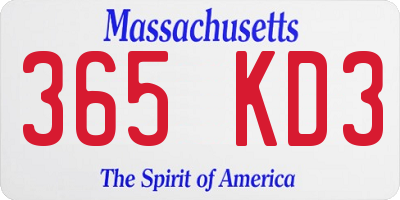 MA license plate 365KD3