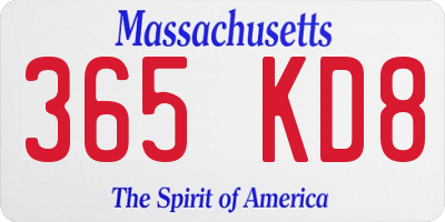 MA license plate 365KD8