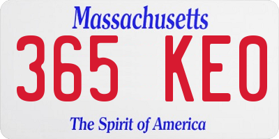MA license plate 365KE0