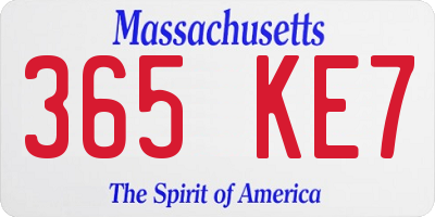 MA license plate 365KE7
