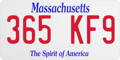 MA license plate 365KF9