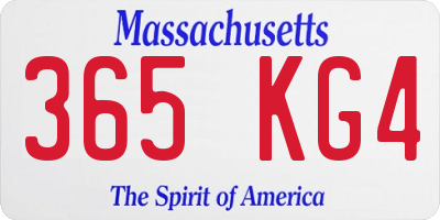 MA license plate 365KG4