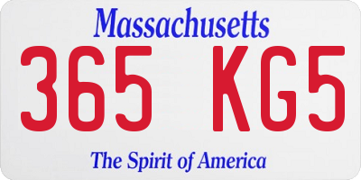 MA license plate 365KG5