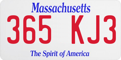 MA license plate 365KJ3