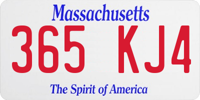 MA license plate 365KJ4