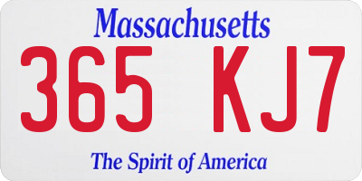 MA license plate 365KJ7