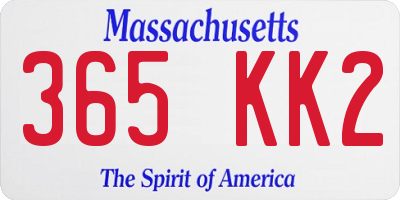 MA license plate 365KK2