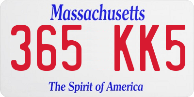 MA license plate 365KK5