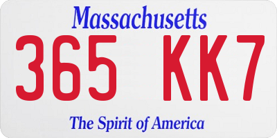 MA license plate 365KK7