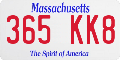 MA license plate 365KK8