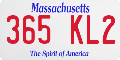 MA license plate 365KL2