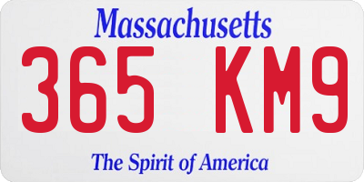MA license plate 365KM9
