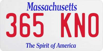 MA license plate 365KN0