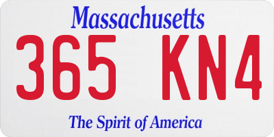 MA license plate 365KN4