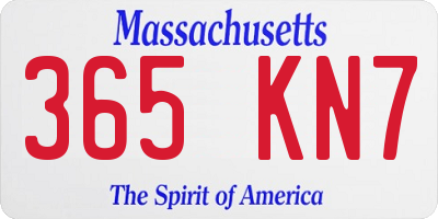 MA license plate 365KN7