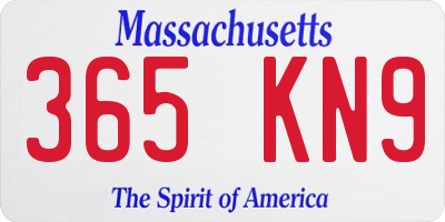 MA license plate 365KN9