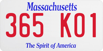 MA license plate 365KO1