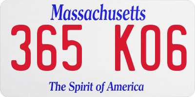 MA license plate 365KO6