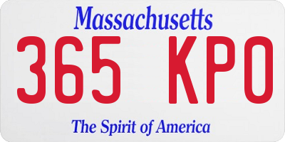 MA license plate 365KP0