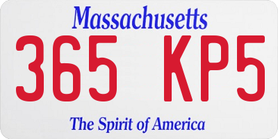 MA license plate 365KP5