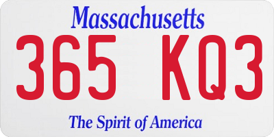 MA license plate 365KQ3