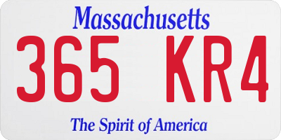 MA license plate 365KR4