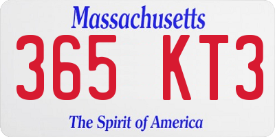 MA license plate 365KT3