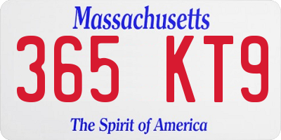 MA license plate 365KT9