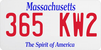 MA license plate 365KW2