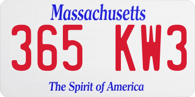 MA license plate 365KW3