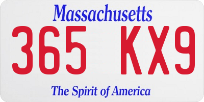 MA license plate 365KX9