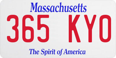 MA license plate 365KY0