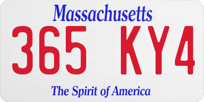 MA license plate 365KY4