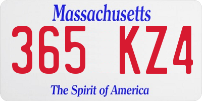 MA license plate 365KZ4