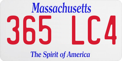 MA license plate 365LC4