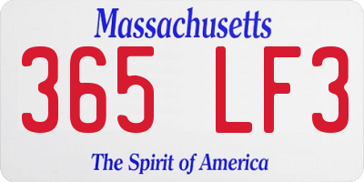 MA license plate 365LF3