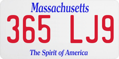 MA license plate 365LJ9