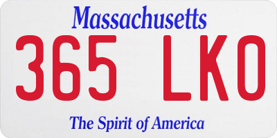 MA license plate 365LK0