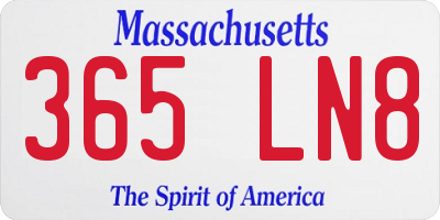 MA license plate 365LN8