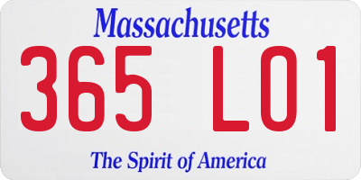 MA license plate 365LO1