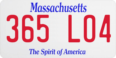 MA license plate 365LO4