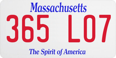 MA license plate 365LO7