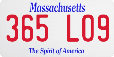 MA license plate 365LO9