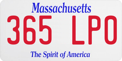 MA license plate 365LP0
