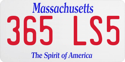 MA license plate 365LS5