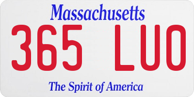 MA license plate 365LU0