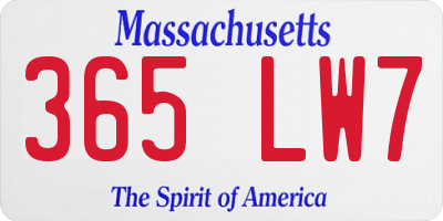 MA license plate 365LW7
