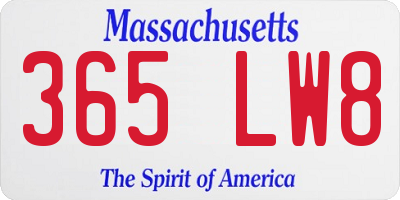 MA license plate 365LW8