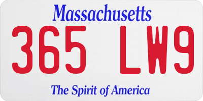 MA license plate 365LW9
