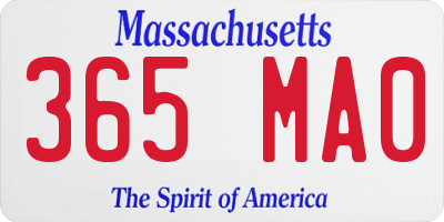 MA license plate 365MA0